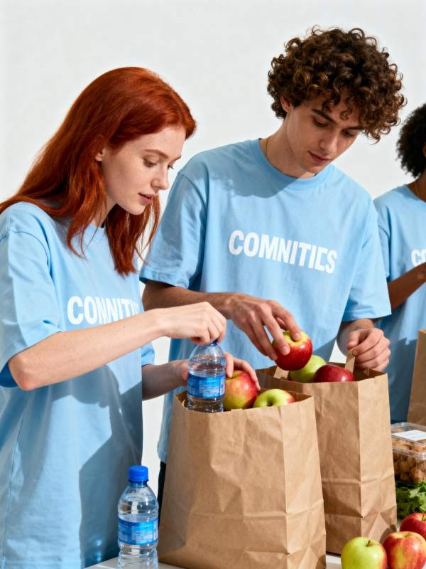 社区志愿者分发水果图片