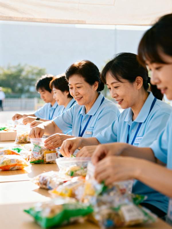 志愿者打包食物图片