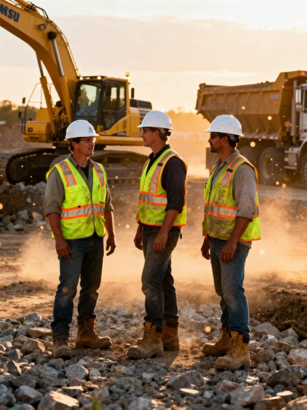 工地上的三位工人图片