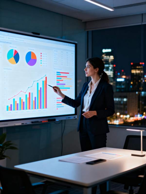 商务女性讲解数据图片