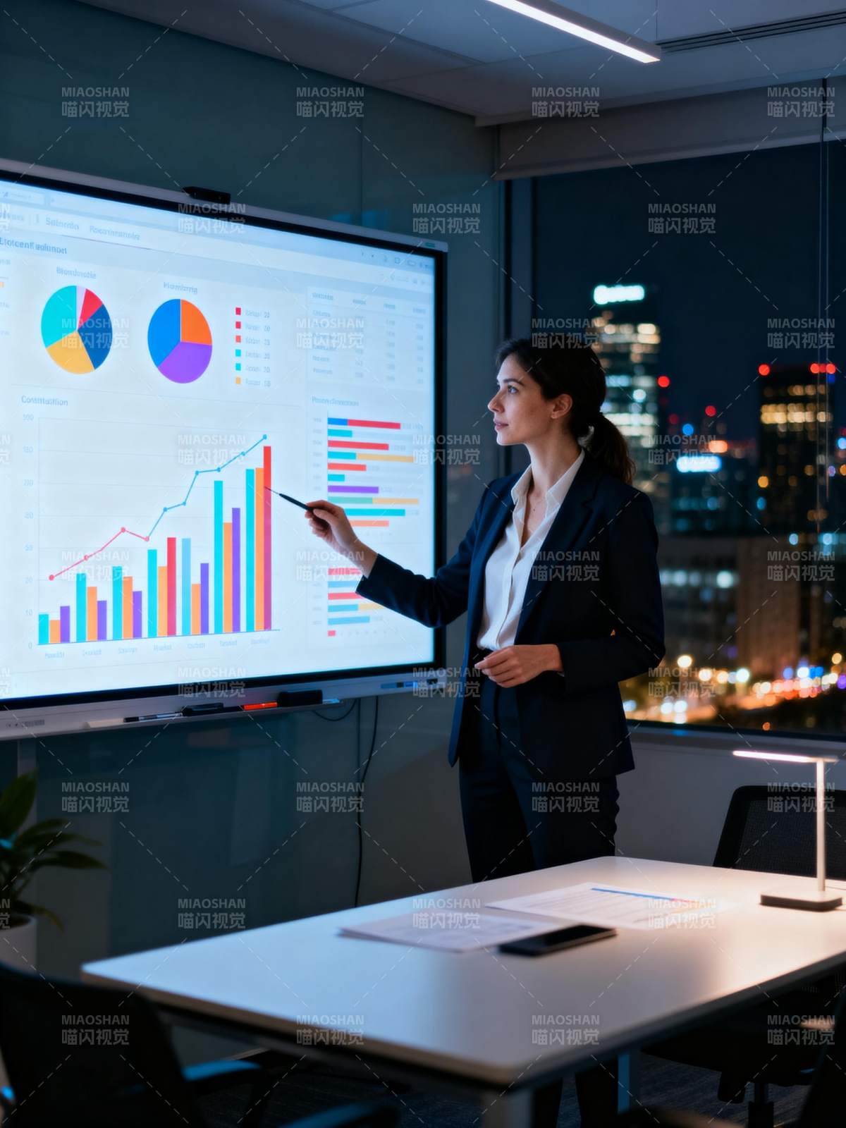 商务女性讲解数据图片