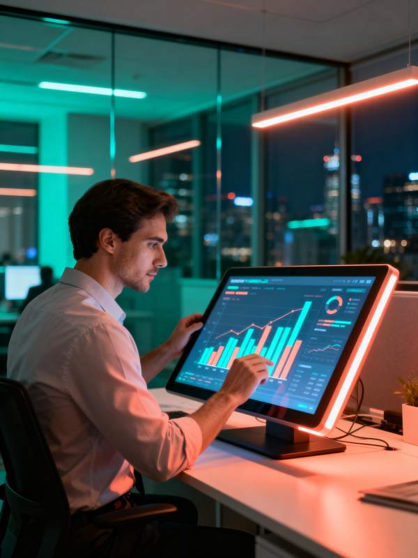 夜幕下的数据分析师图片