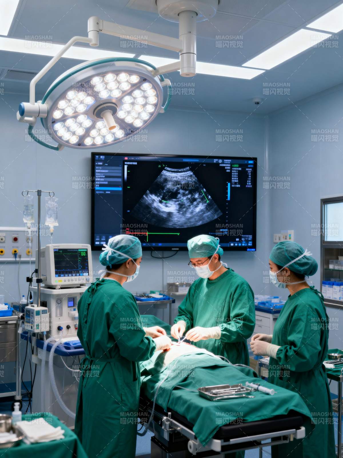 手术室中的超声引导手术图片