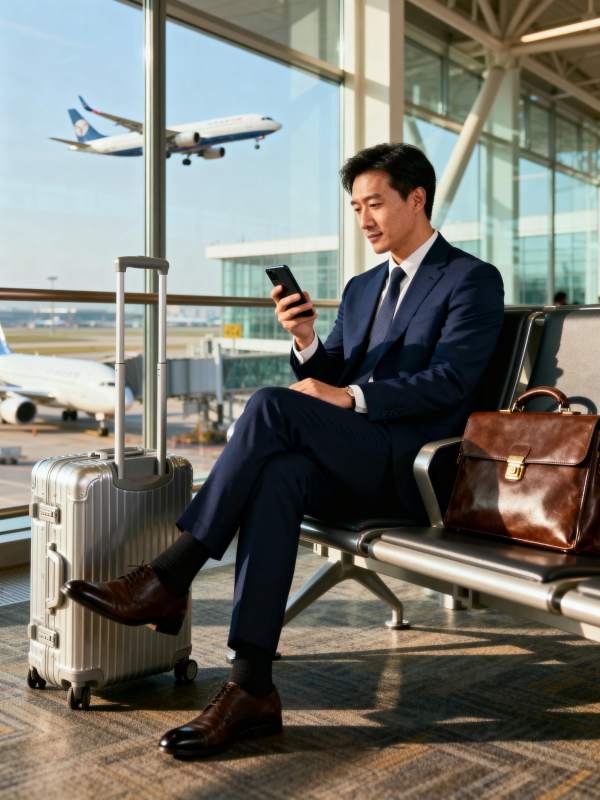 机场候机商务男士图片