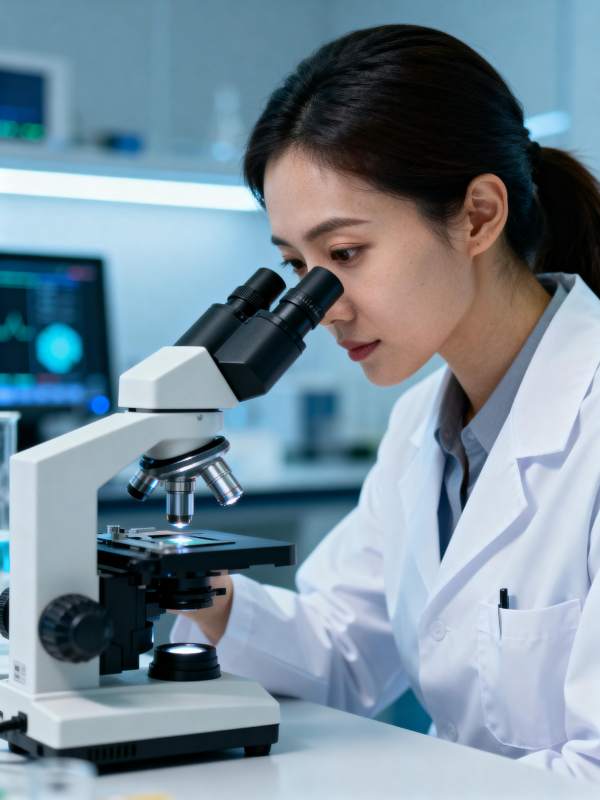 科研人员显微观察图片
