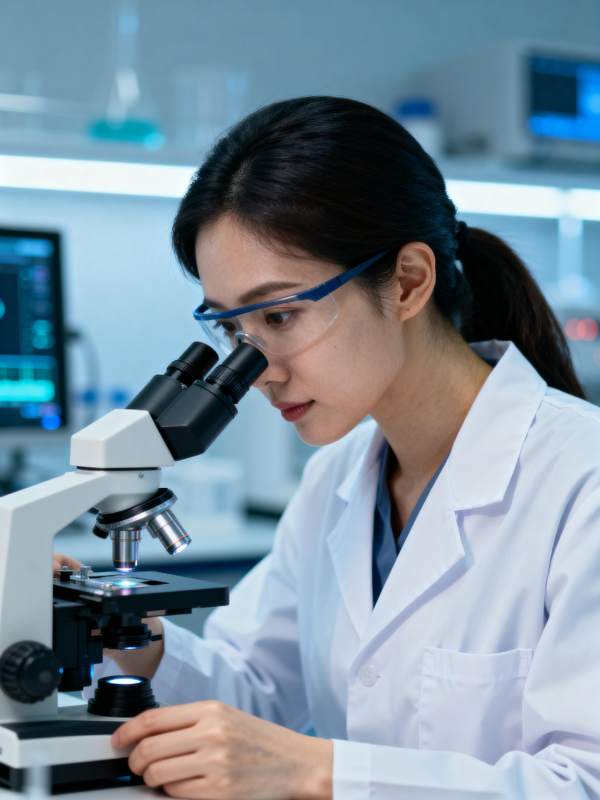 科研人员显微镜下工作图片