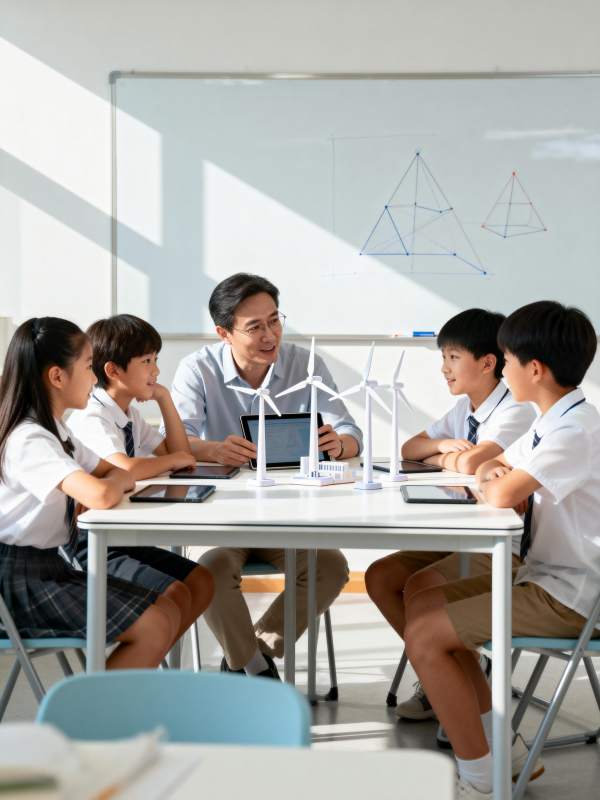 课堂上的风力发电实验图片