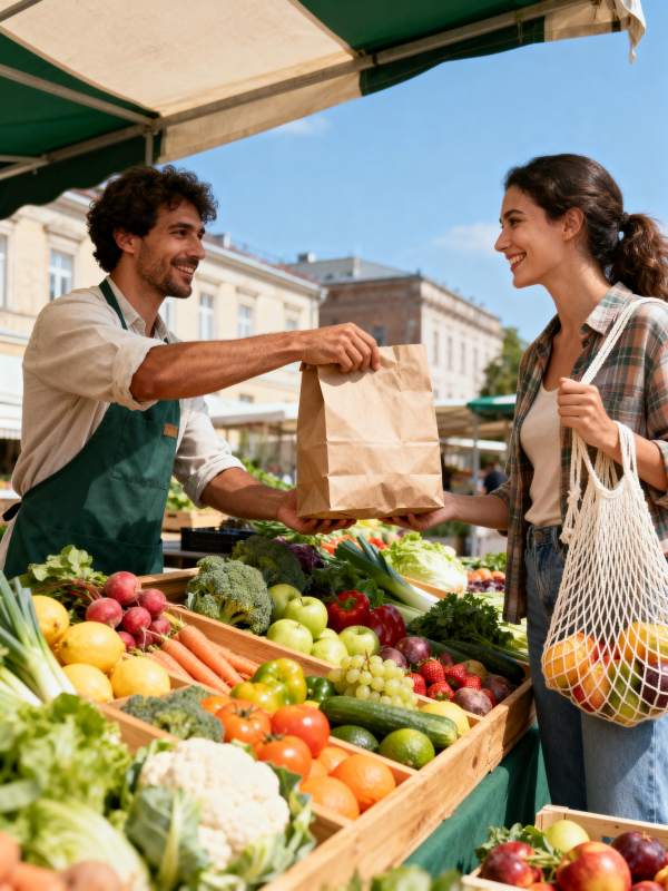 市集买菜 笑容满面图片