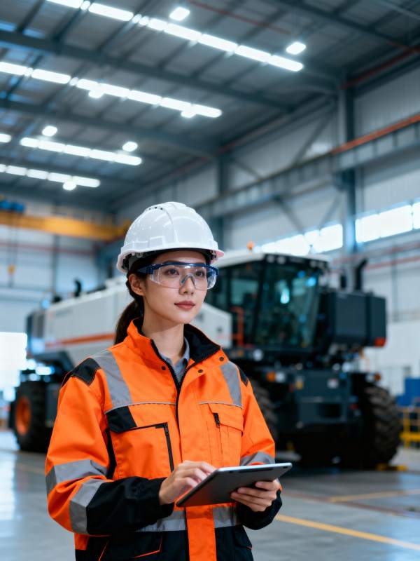 工厂女工手持平板图片