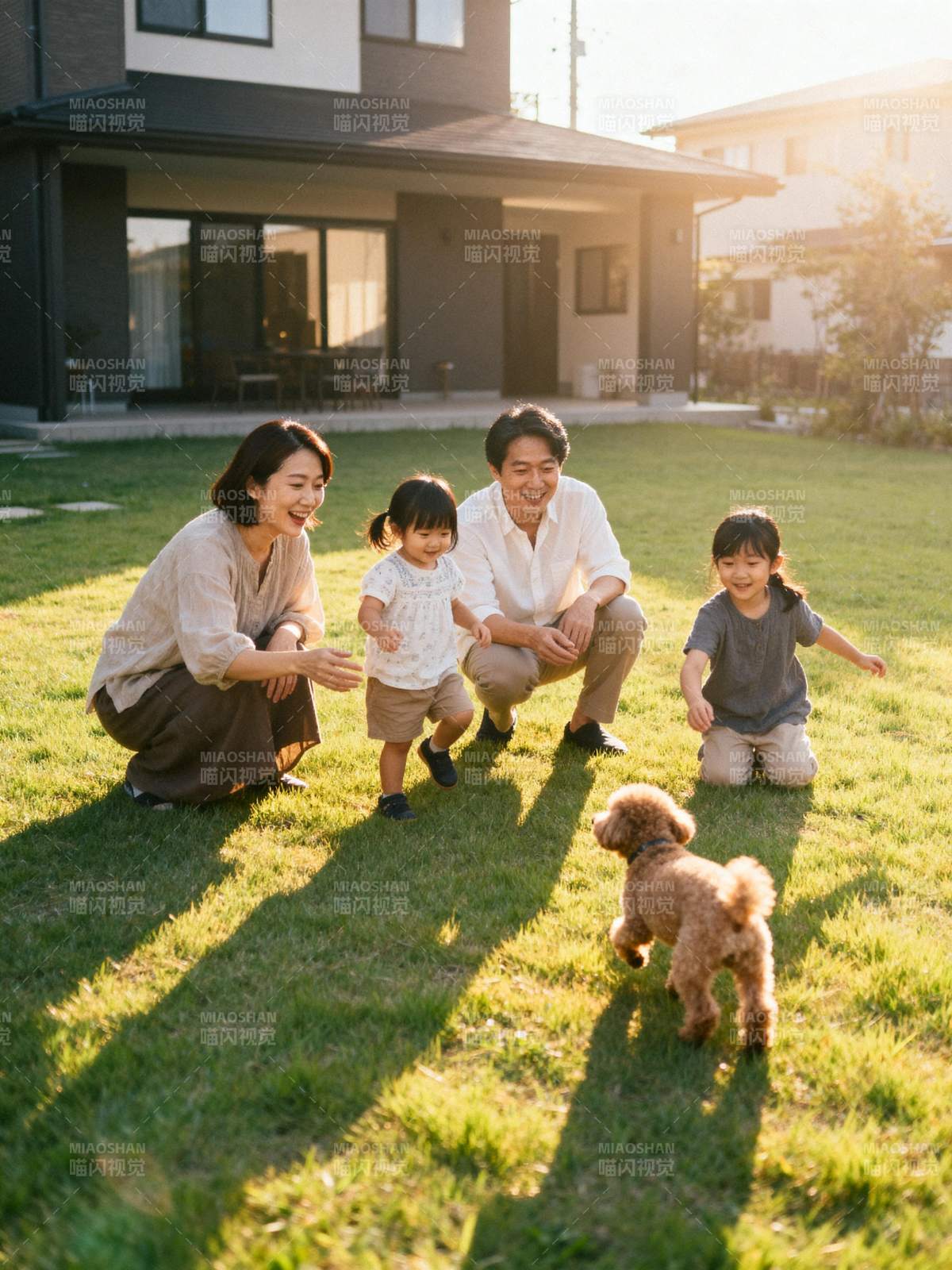 温馨家庭与爱犬图片