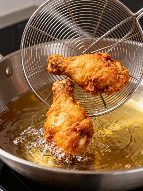 炸鸡腿出锅图片