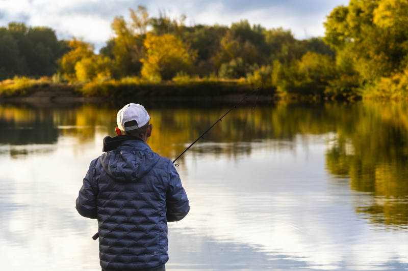 湖畔垂钓静谧时光图片