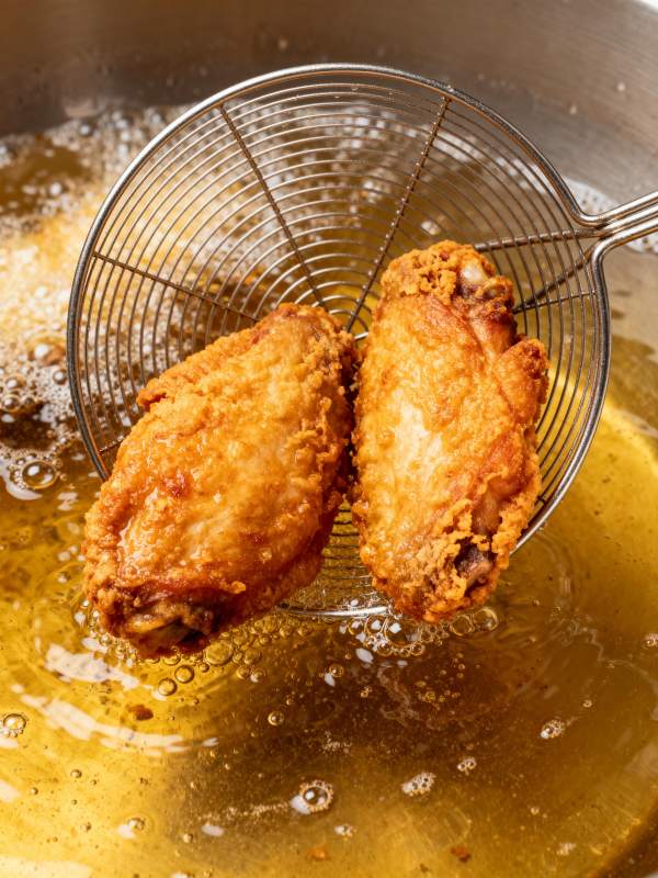 金黄炸鸡翅出锅图片