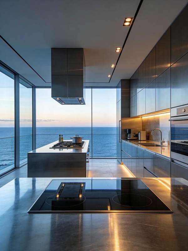 海景现代厨房图片
