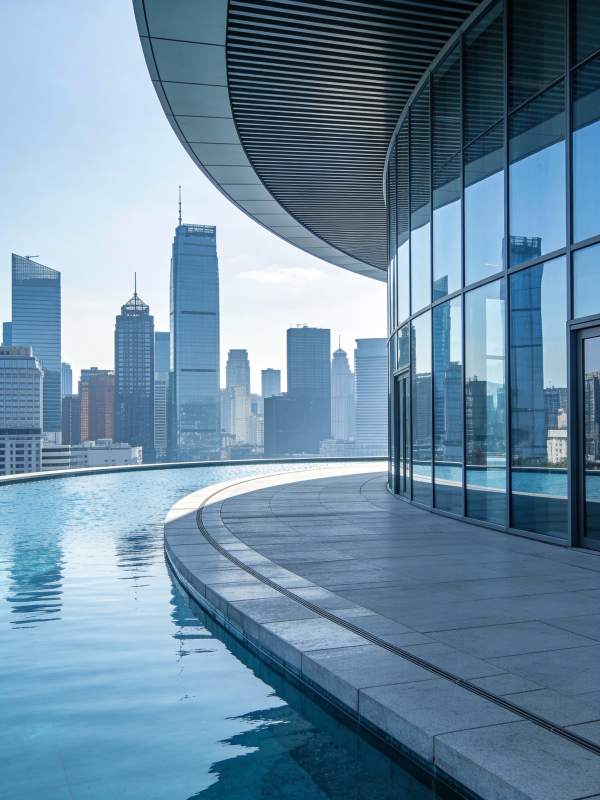 城市天际线泳池景观图片