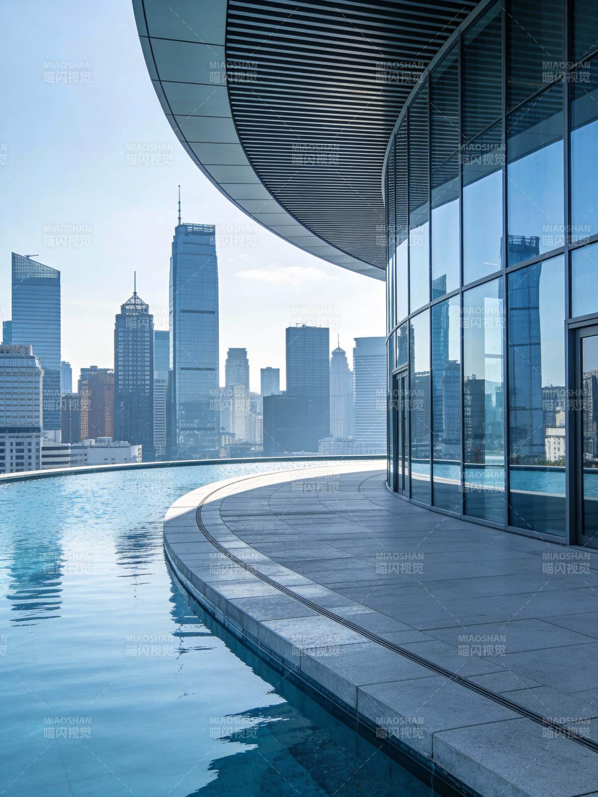 城市天际线泳池景观图片