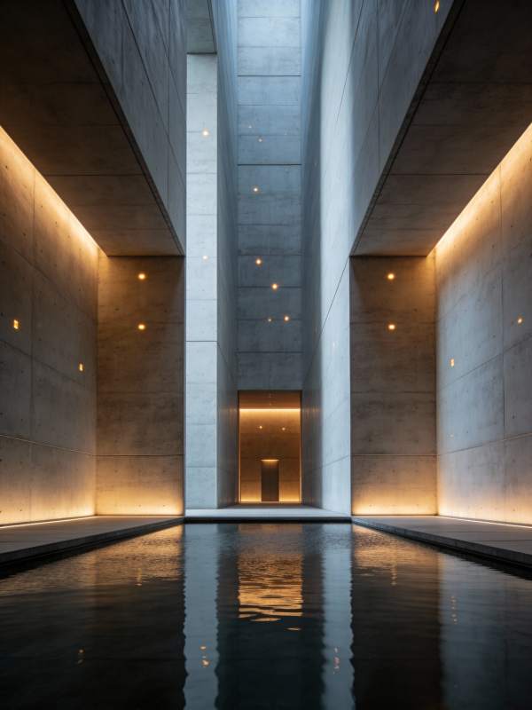 光影长廊静谧泳池图片