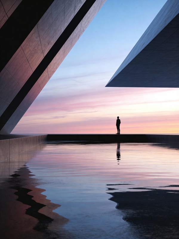 暮色中的孤影图片