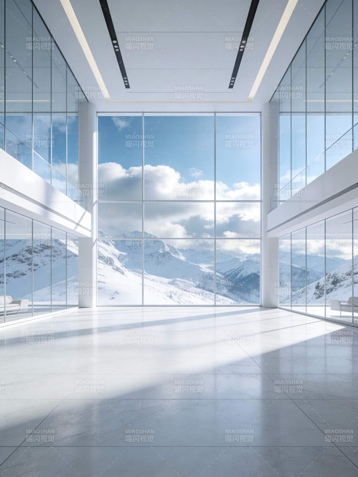 雪山之巅的现代空间图片