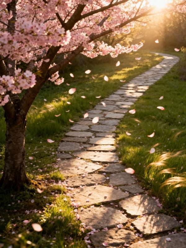 樱花小径春意浓图片
