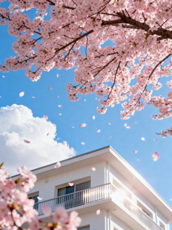 樱花飘落春意浓图片