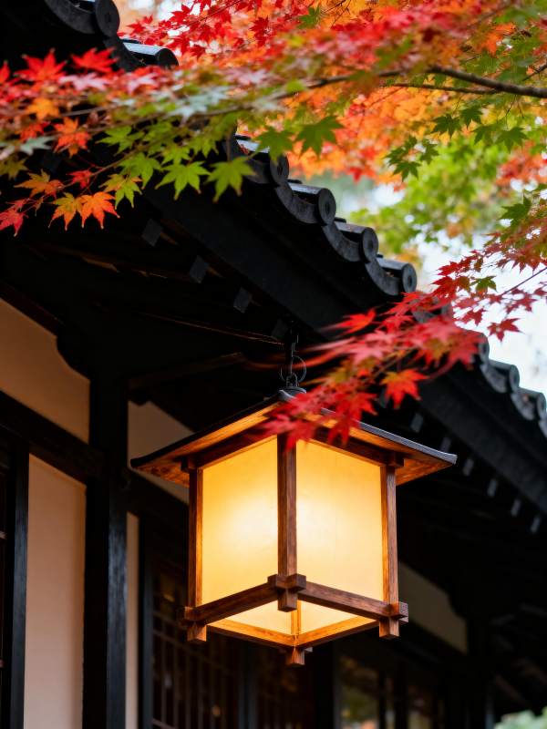 秋灯映枫 古韵悠然图片