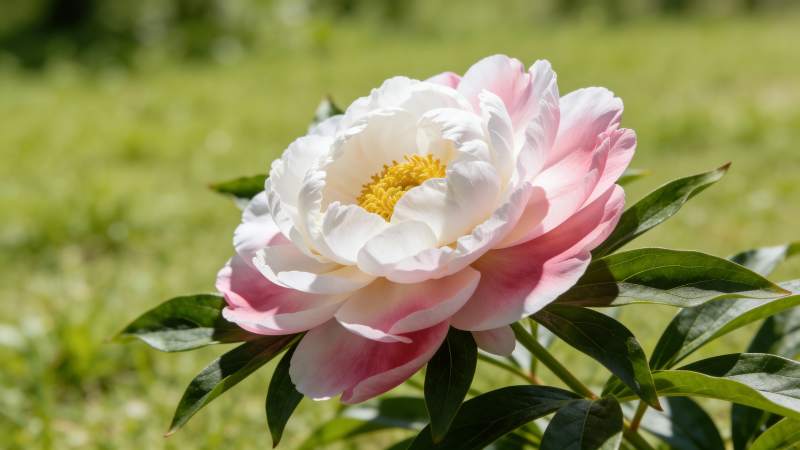 粉白牡丹绽放图片