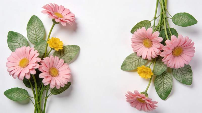 粉菊绽放 绿叶相伴图片