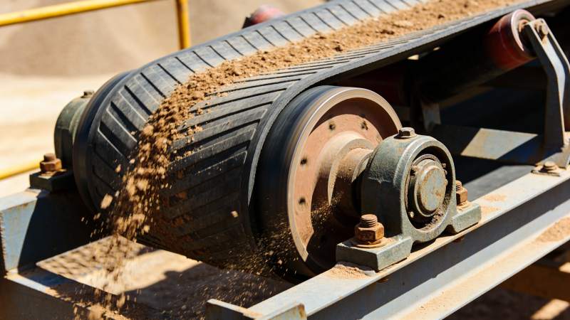 传送带输送沙土图片