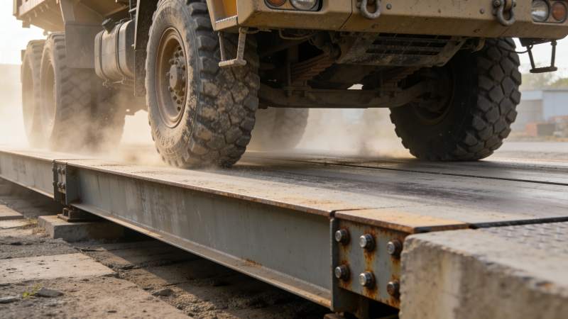 军车驶过称重平台图片