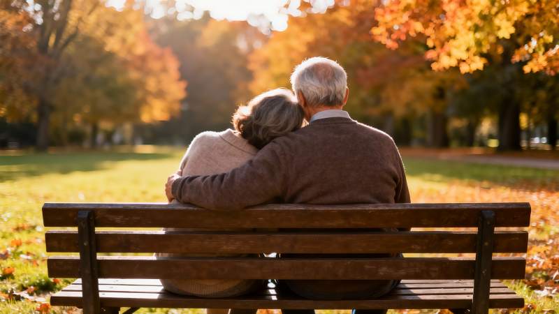 秋日公园里的老伴图片