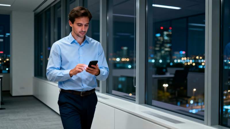 商务人士夜间办公图片