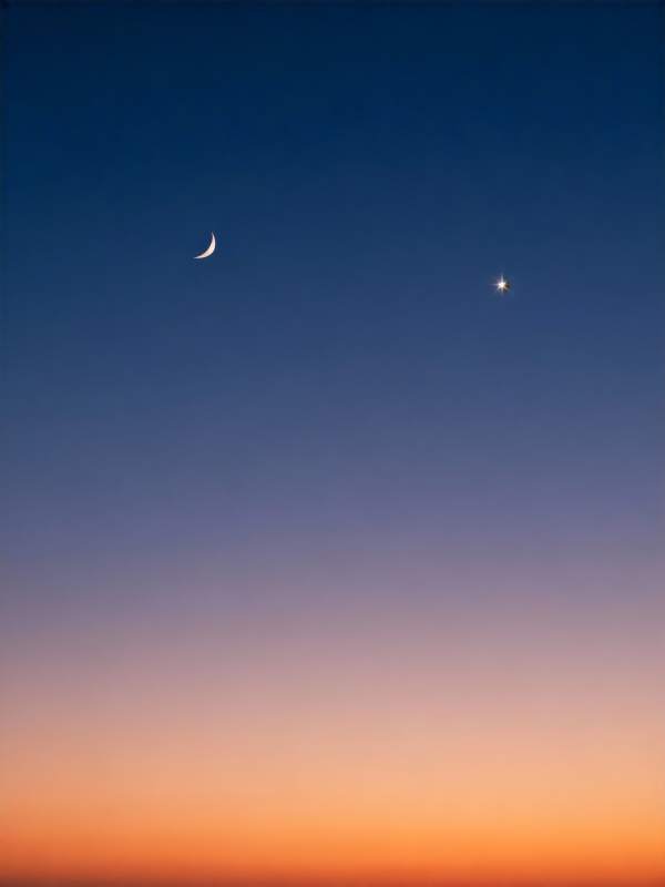 月牙伴星夜空图片