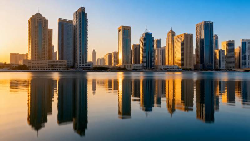 城市倒影美景图片