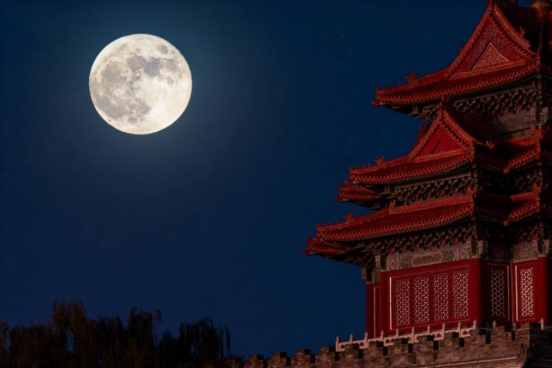 明月映古塔图片