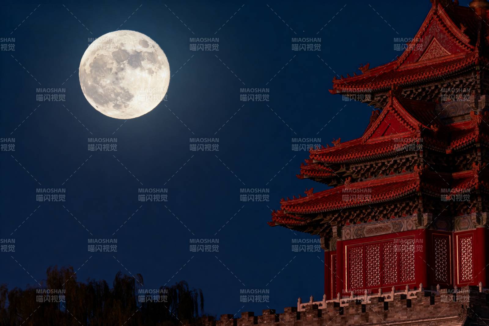 明月映古塔图片