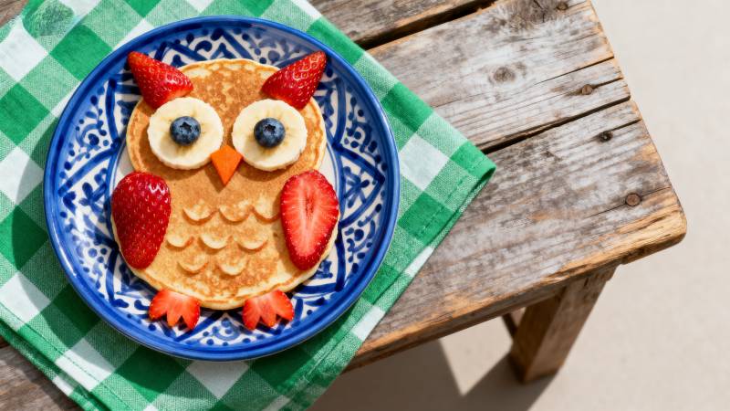 猫头鹰煎饼创意早餐图片