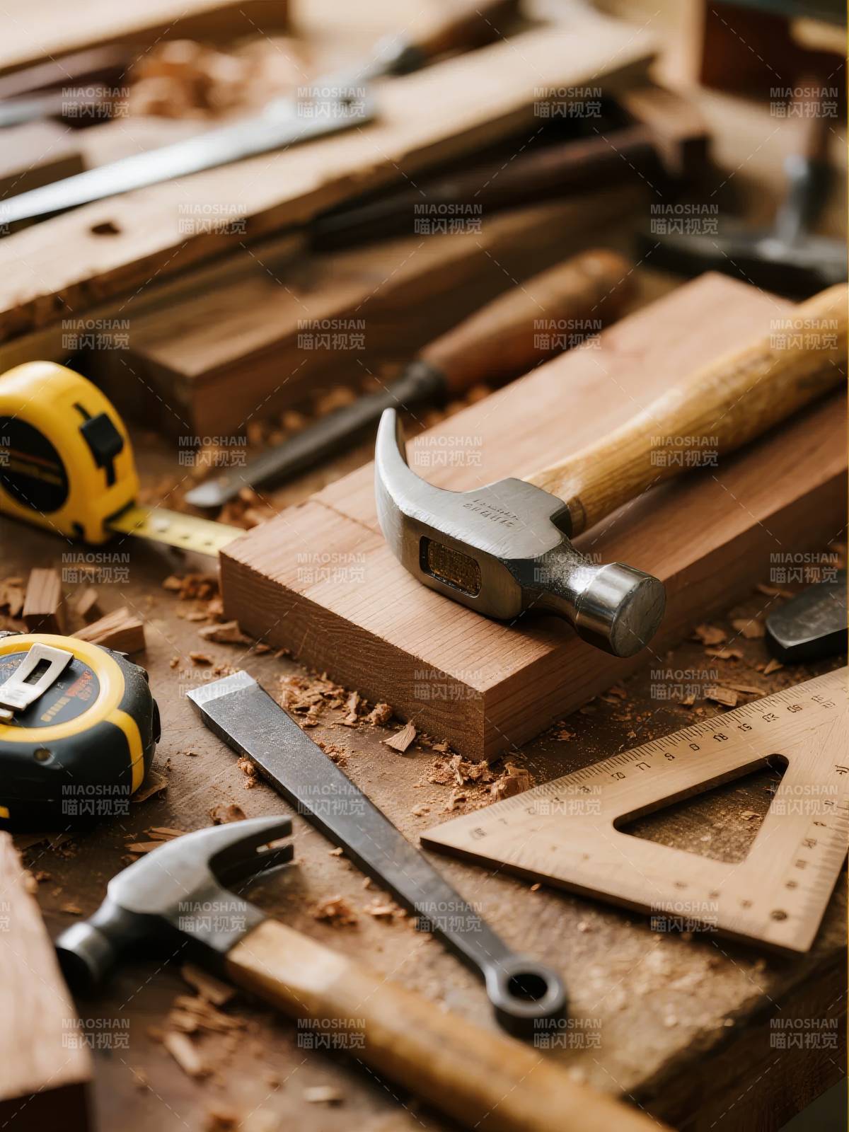 木工工具特写图片