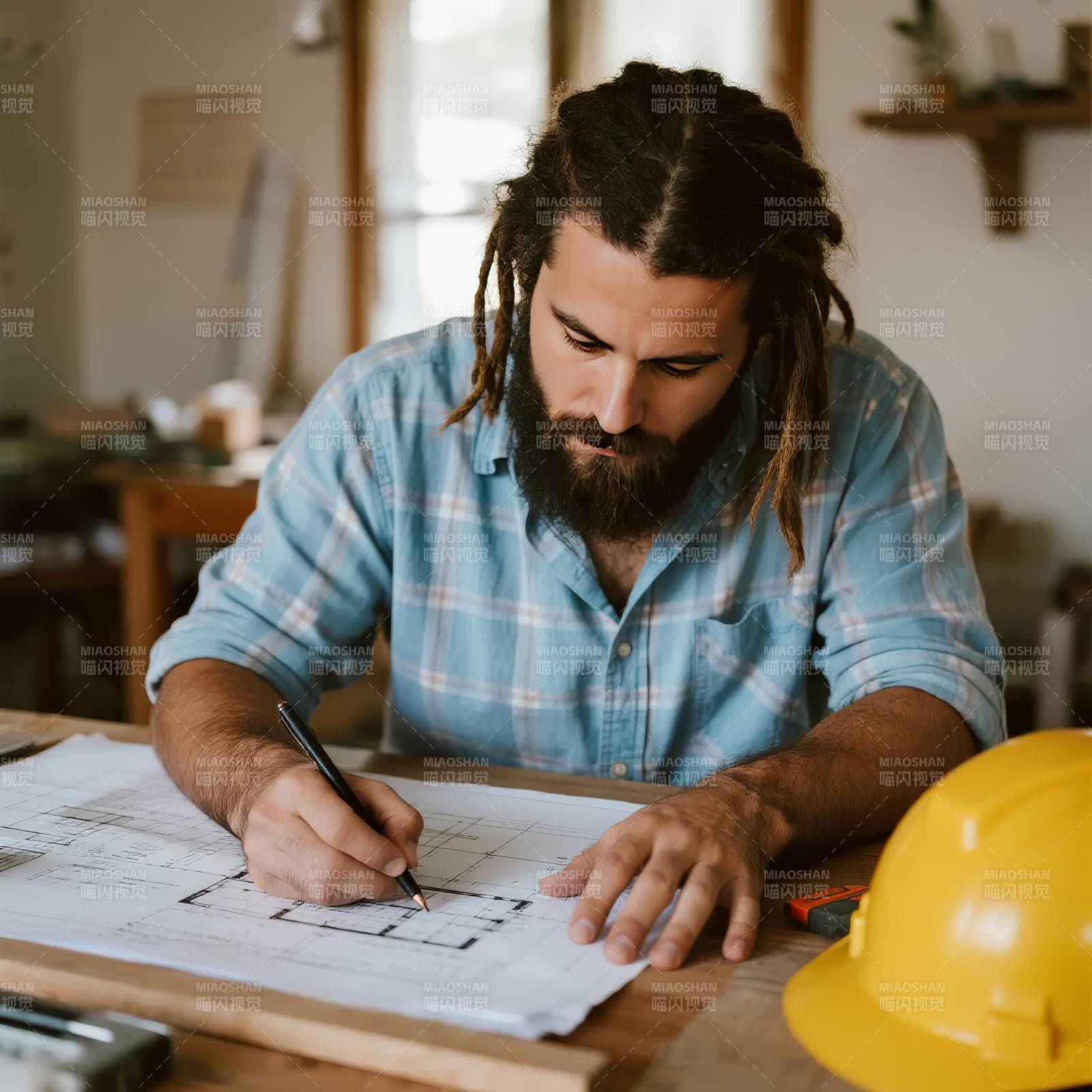 工匠专注绘图图片