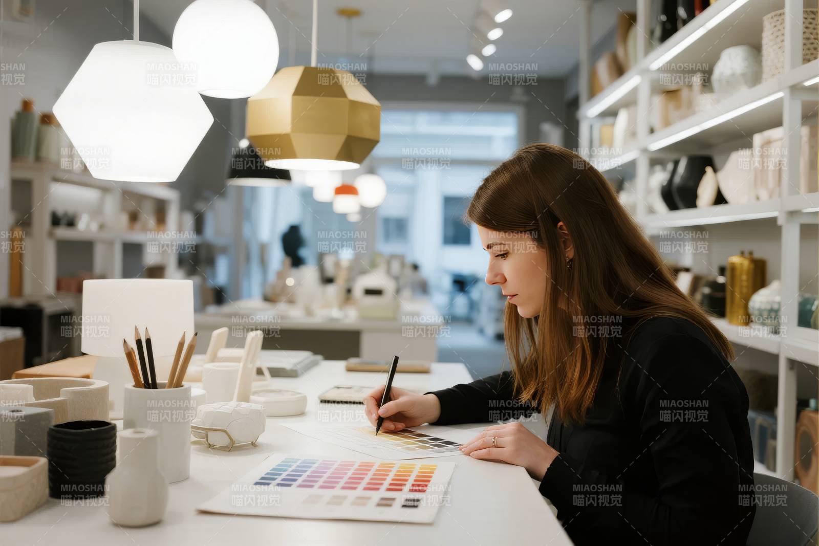 专注设计的女性图片