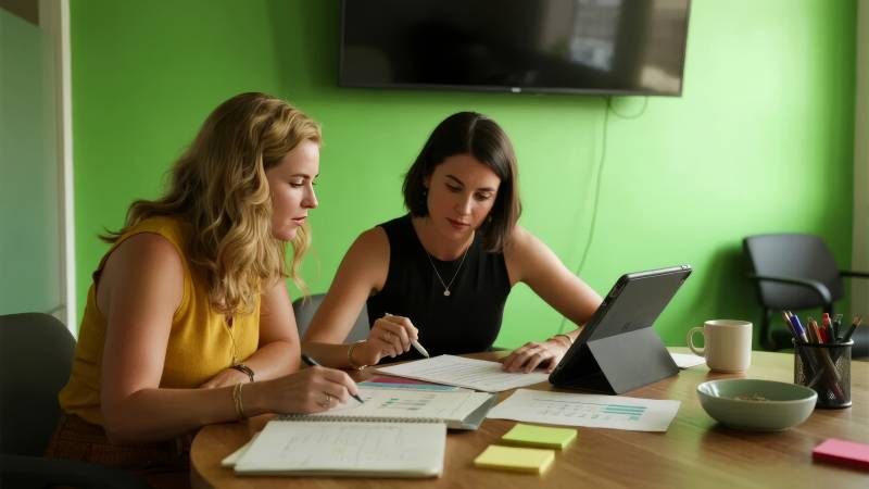 两人专注工作讨论图片