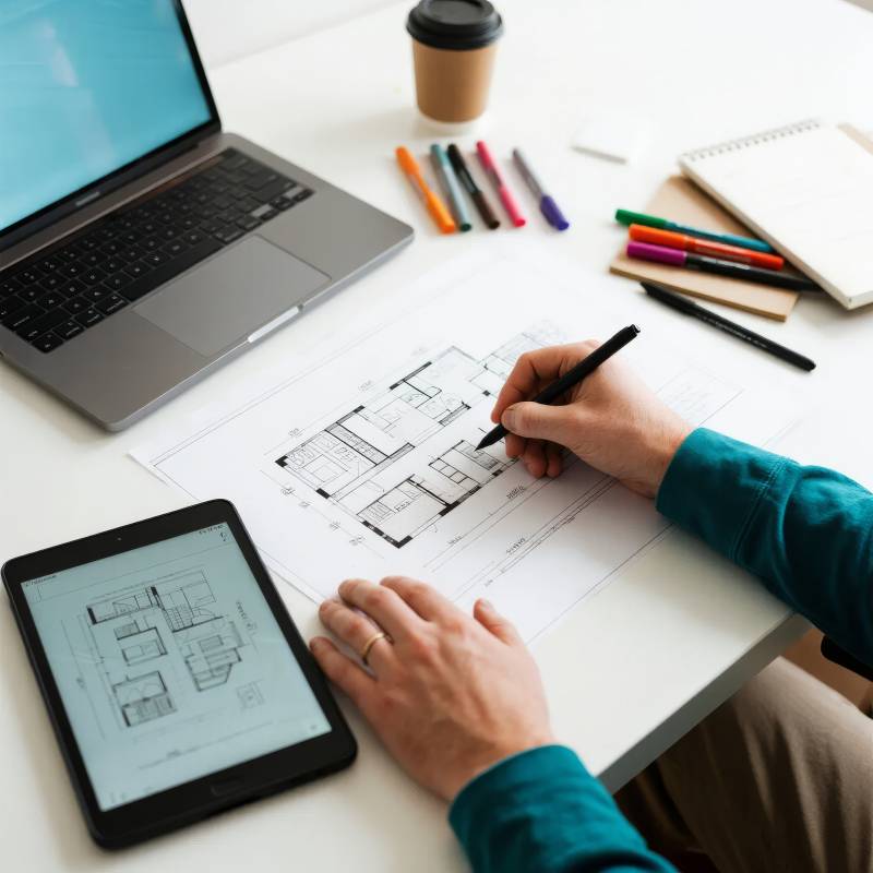 设计图纸工作场景图片