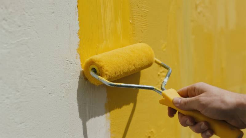 滚刷涂黄墙图片