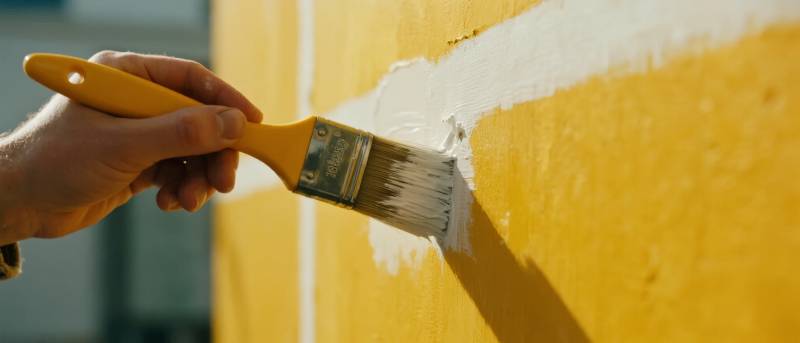 刷墙涂黄漆图片