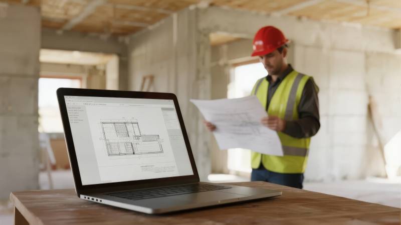 工地上的建筑图纸图片