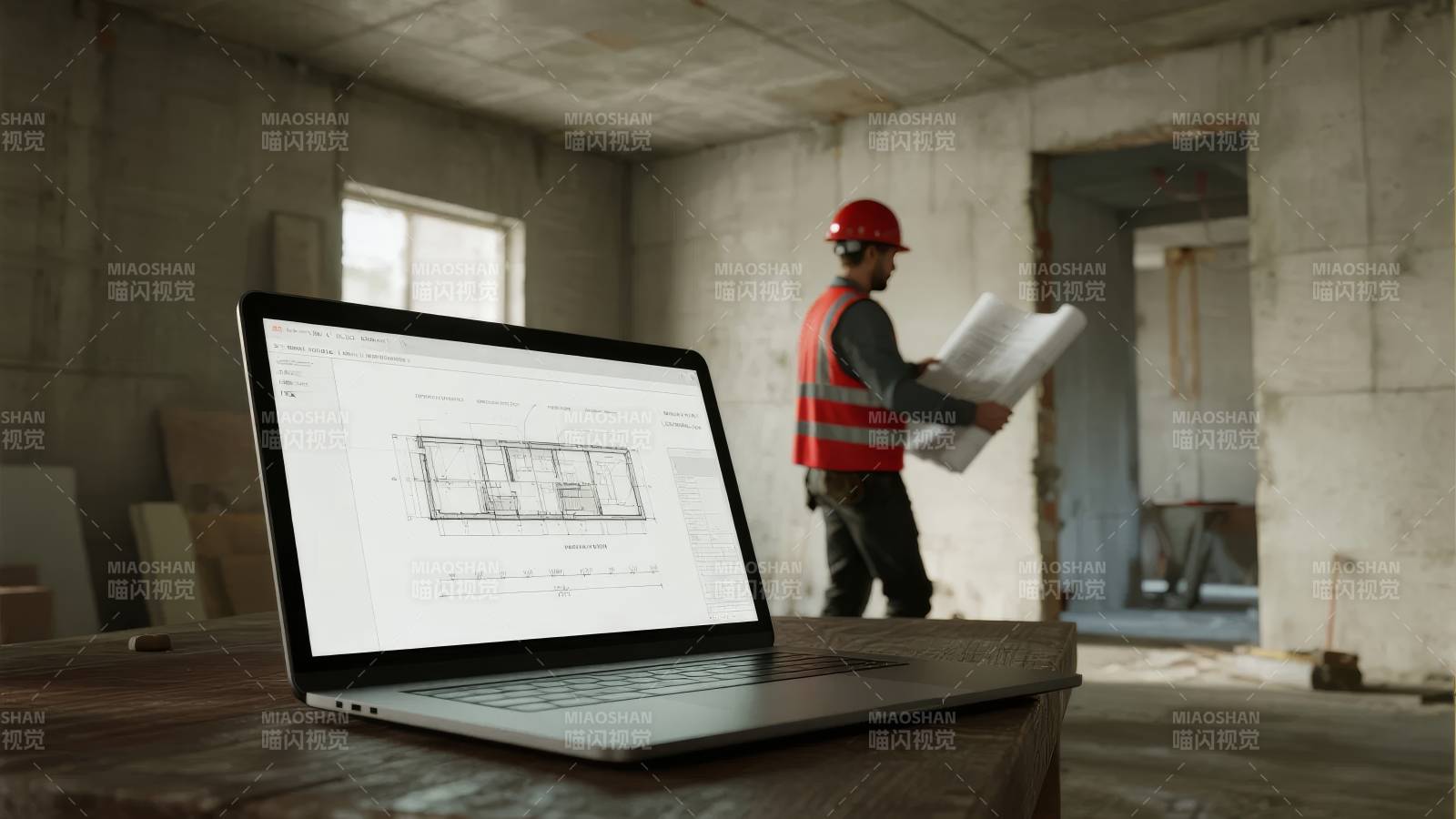 工地上的建筑图纸图片