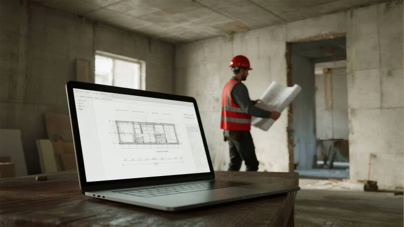 工地上的建筑图纸图片