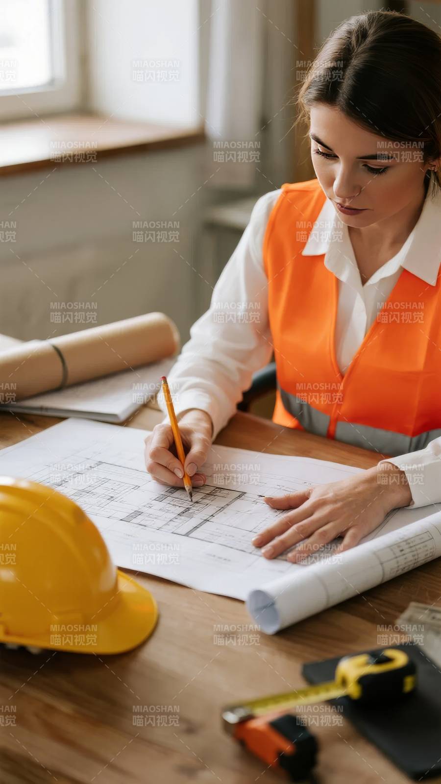 工程师专注绘图图片