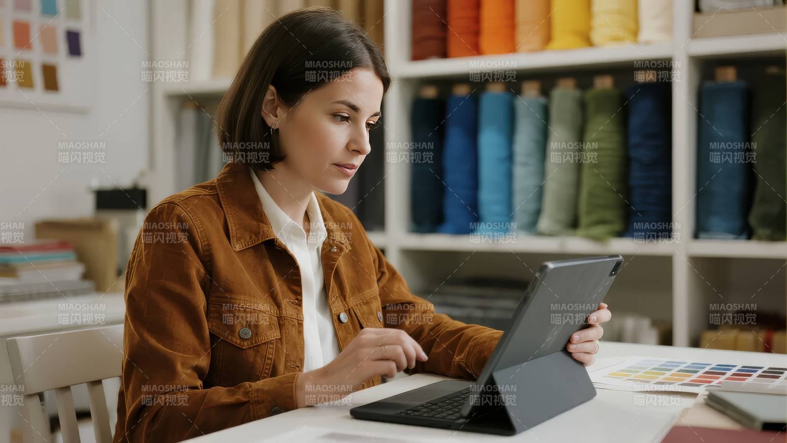 专注工作中的女性图片