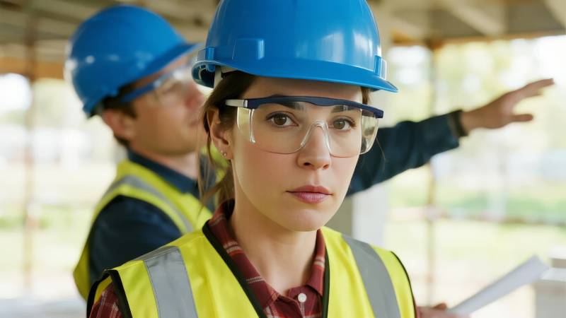 工地上的专注女工图片